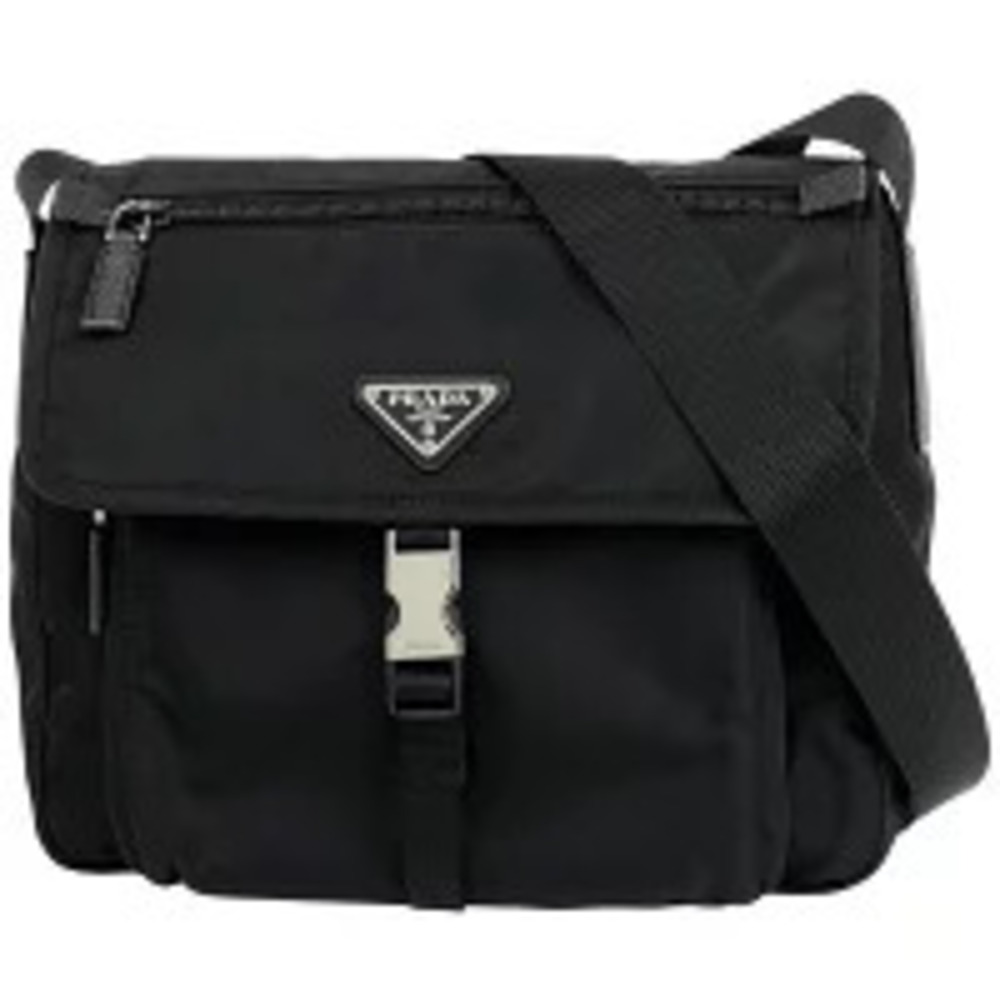 Prada Plate Shoulder Bag Crossbody Nero Black